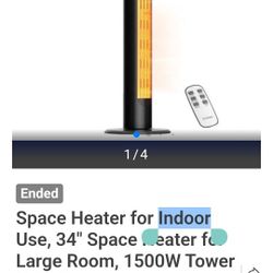 Space Heater for Indoor Use, 34" Space Heater for Large Room, 1500W