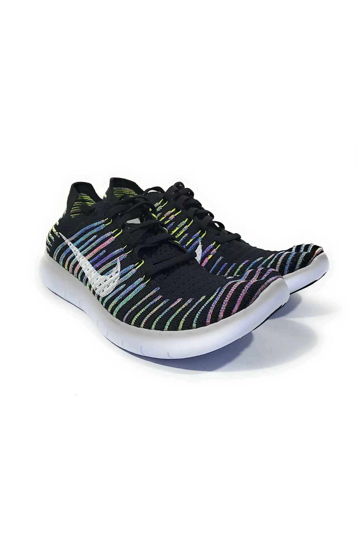 Nike Free RN Flyknit Womens Running Shoes Black Multi Size 10