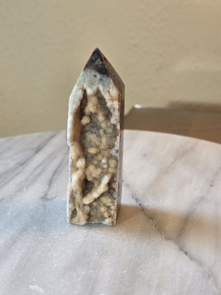 3.8" Approximately Sparkling Druzy Sphalerite Tower Quartz Crystal 