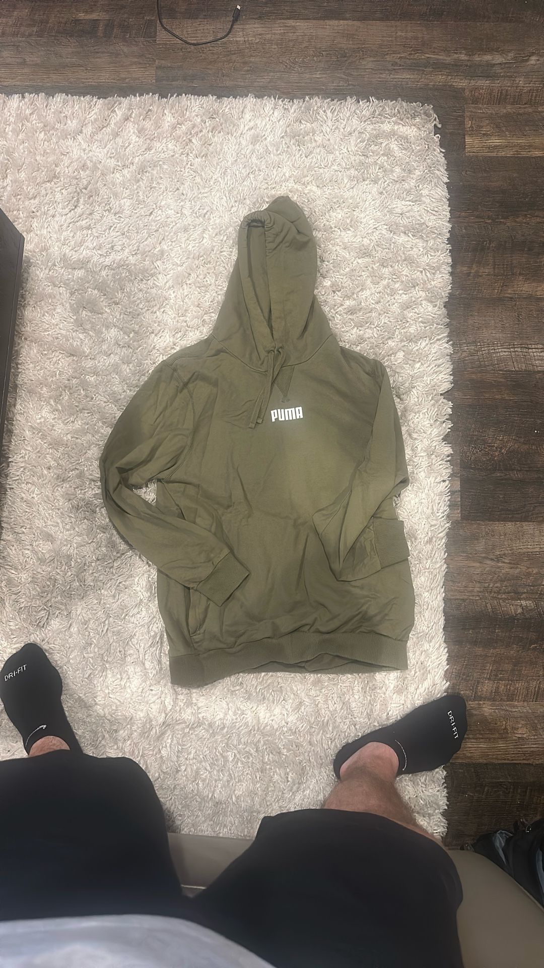 L Puma Pullover Sweatshirt Olive Green