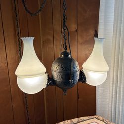 Headed Glass Hanging Lamp Antique