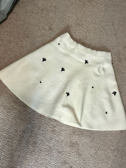 White Mini Skirt with Black Beaded Detail