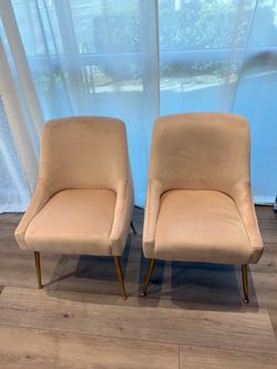 Set of 2 Velvet Accent Chairs with Gold Legs