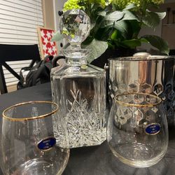 Bohemia Crystal Decanter/ Ice Bucket/ Glasses