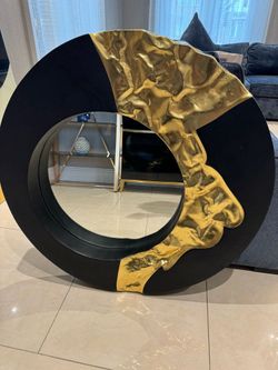 Phillips Collection Mercury Round Black Gold Mirror