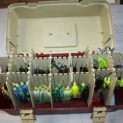 New 40 Spinnerbaits and 9 Buzz baits w extras & Plano 1701 Tackle Box