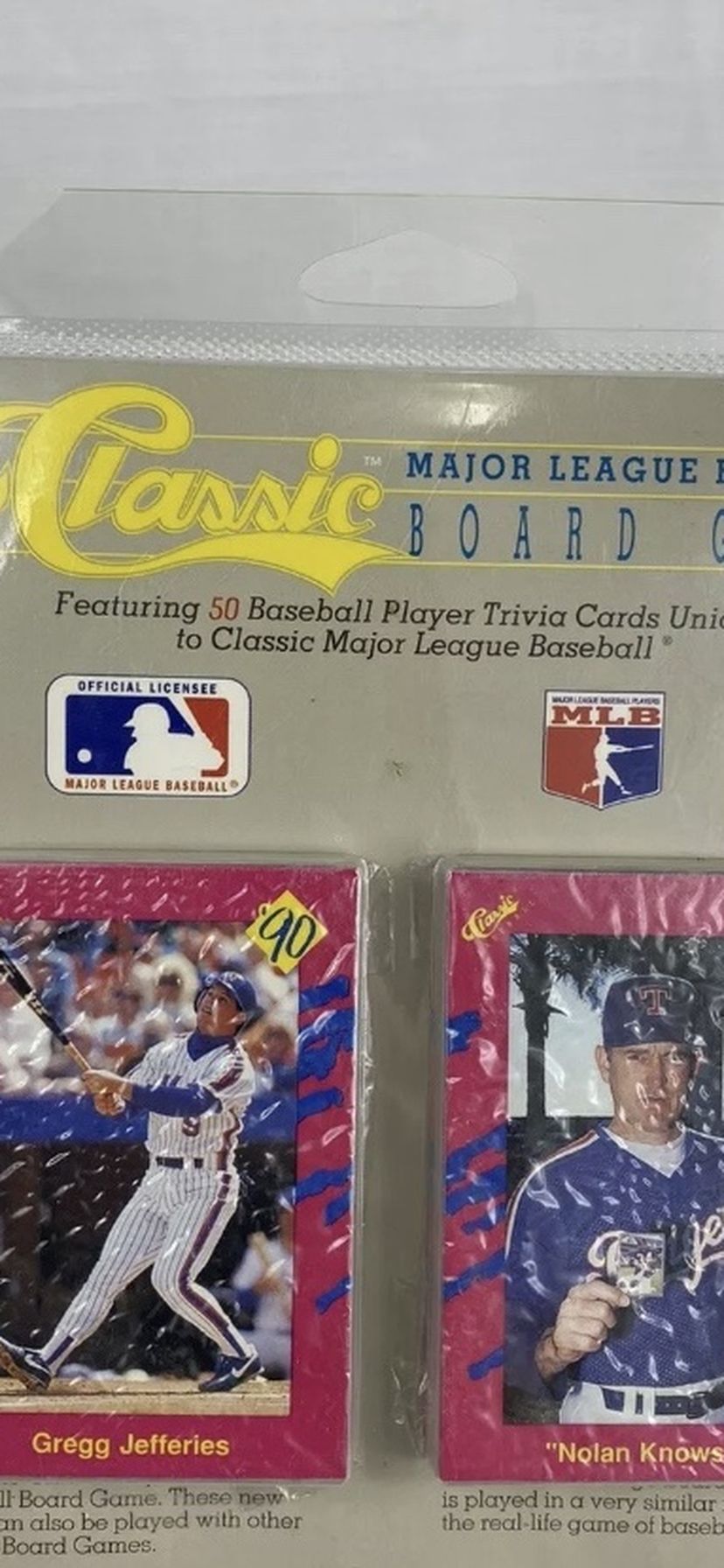 1990 Classic MLB Board Game Nolan Ryan Travel Edition Baseball Trivia Game Pink