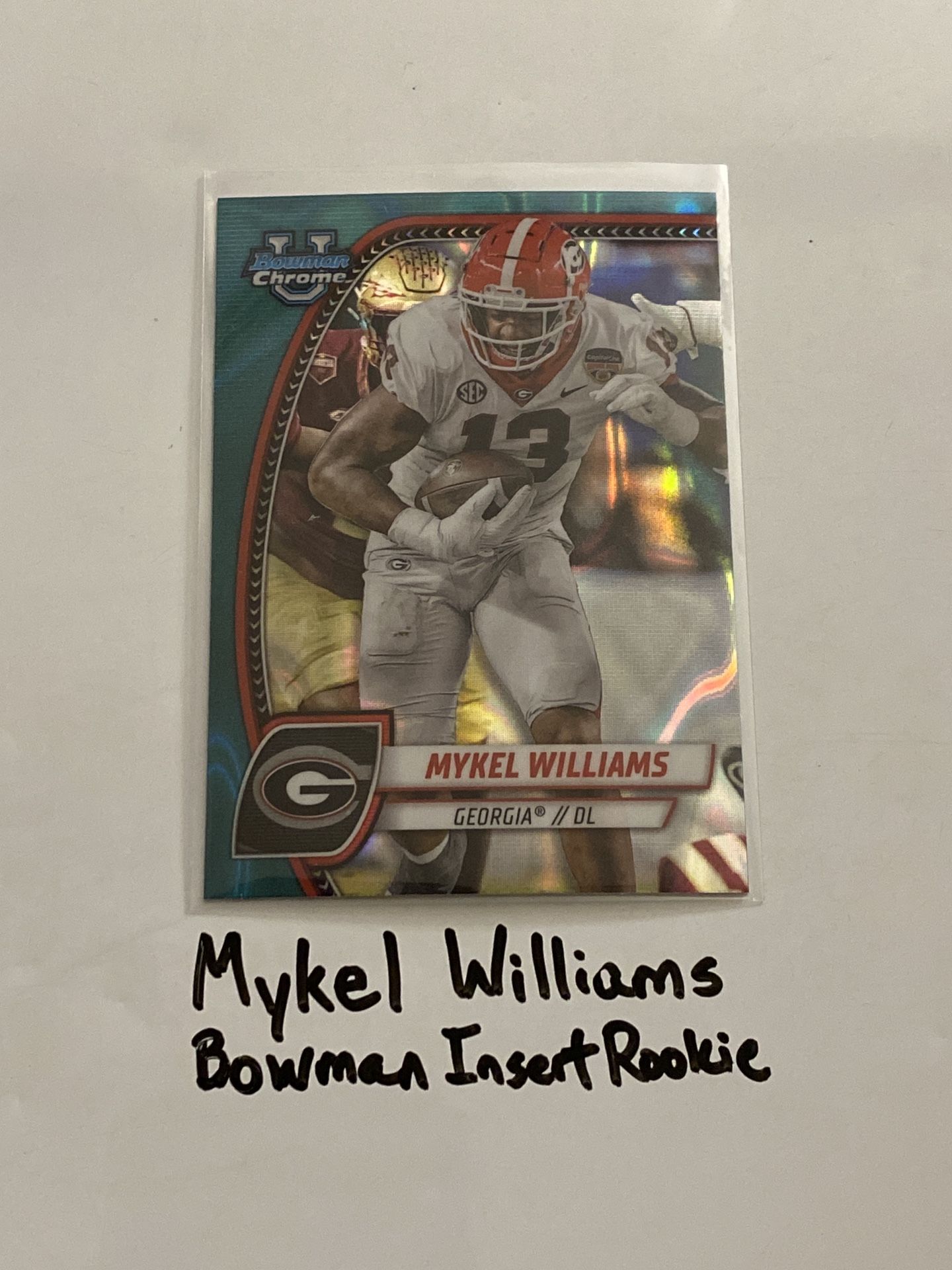 Mykel Williams San Francisco 49ers DE Bowman Chrome Short Print Insert Rookie Card. 