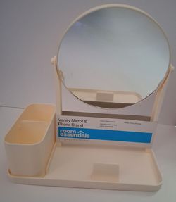 Vanity mirror and phone stand