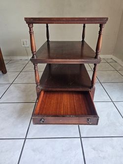3-Tier Wood End Table with Drawer