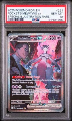 2025 POKEMON DRI SPECIAL ILLUSTRATION RARE #231 TEAM ROCKET'S MEWTWO EX PSA 10