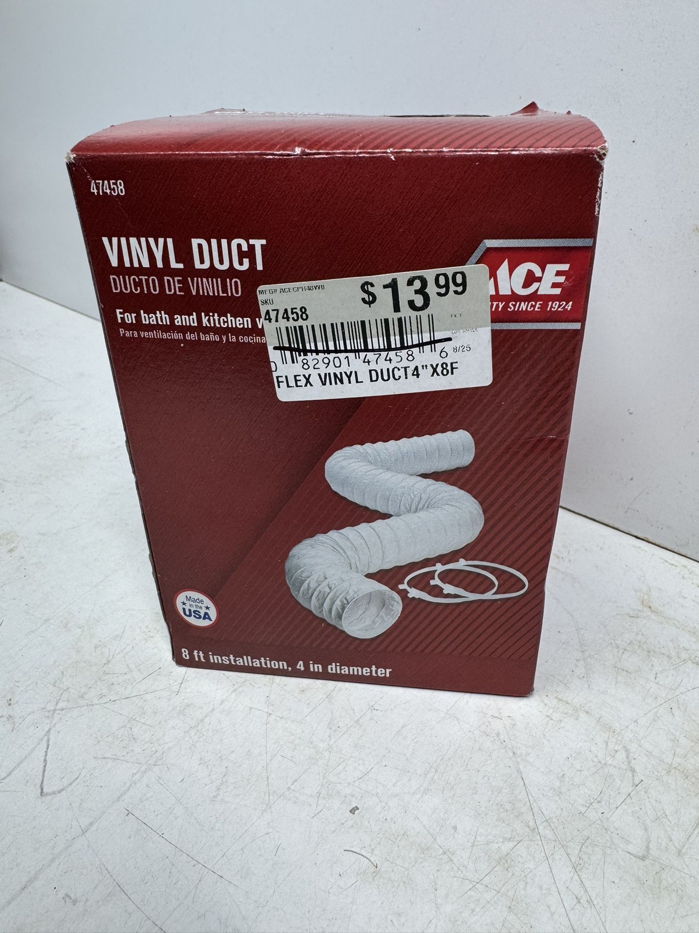 New Ace Vinyl Duct 8ft x 4”. You Must Pickup