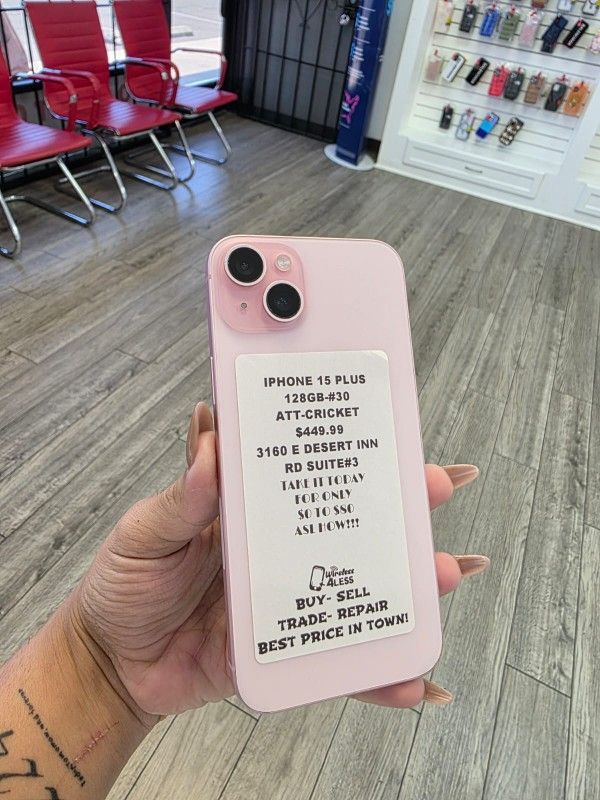 Iphone 15 PLUS 128GB Att Or Cricket Only! Financing Available Only 50 Down‼️