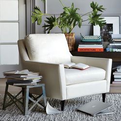 West Elm White Leather Chair
