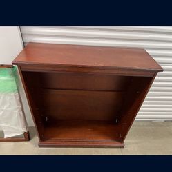 Dark Brown Wood Bookshelf with Sliding Glass Doors - 3 Level Bookshelf/Bookcase