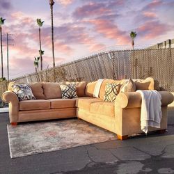 Beige Custom Chenille 112" by 98" 2pc Sectional Sofa from Macy's Home