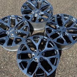 22” GMC SIERRA WHEELS RIMS NEW SET SNOWFLAKES WE FINANCE CHROME CHEVY SILVERADO 