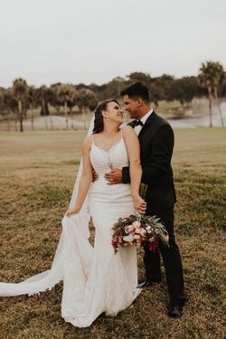 Wedding dress with veil