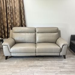 Top Grain Leather Power Recliner Sofa With USB