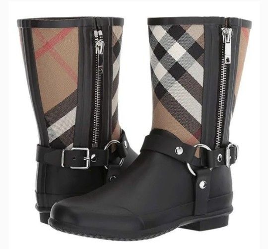 Burberry Zane Check Harness Rain Boots

