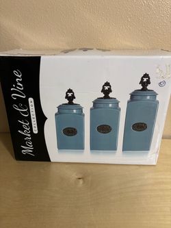 American Atelier Blue Antique Desing 3 Piece Canister Set