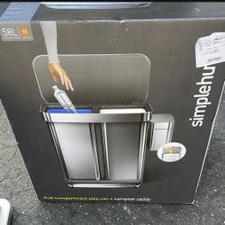Simplehuman 58L Dual Compartment Step Can with Compost Caddy & Code H Liners, 60-pack