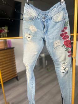 Mens Blue Jeans Ripped Skinny