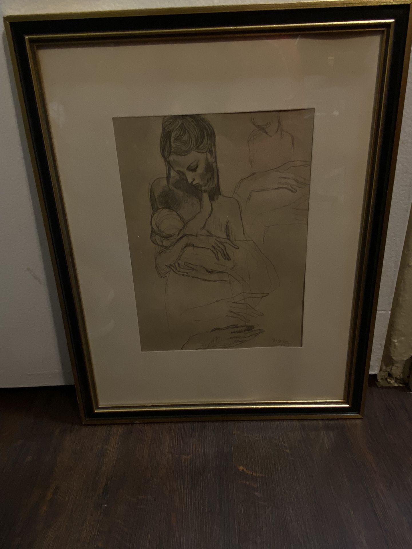 Pablo Picasso Signed Lithograph "A Mother and Child" Drawing 1904