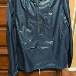 Like New Royal Blue Zod For Her Lacoste Outerwear Raincoat Rain Jacket Water Proof Keeps You Dry With Hood And Drawstring  Elastic Clasp Inside Pocket