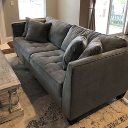 Ashley HomeStores Modern 92” Cobalt Gray Sofa