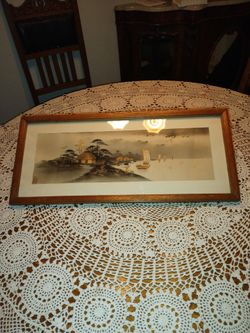 Japanese  Gold  And  Ink Wash  Drawing