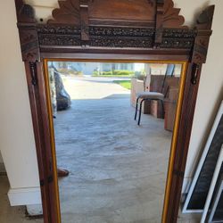 Mirror. Antique.  Glass 18x32. 33x45 Overall. 