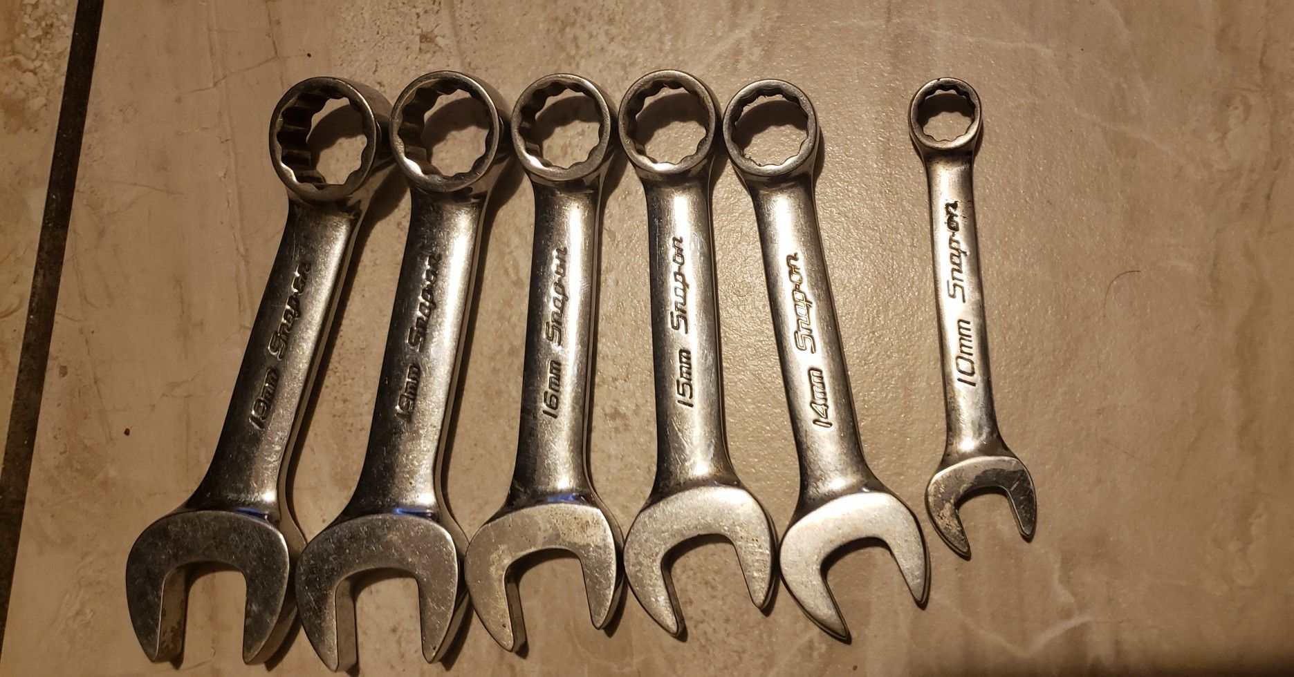 Snap on stubby wrench set 10mm to 19mm