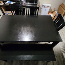 Black Table With 4 Chairs And A Bench