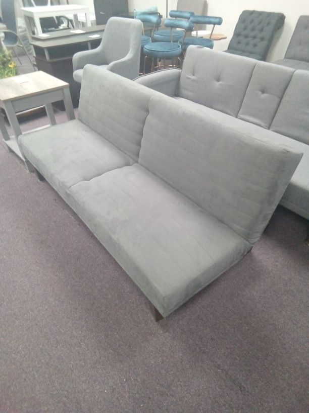 Gray Velvet Futon Couch 
