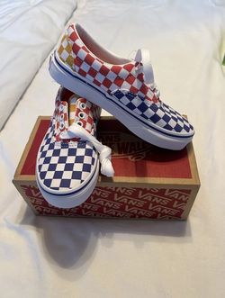 kids vans checkerboard rainbow