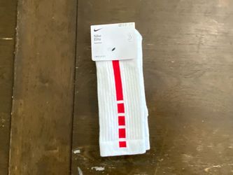 Nike Elite Cushioned Basketball Crew Socks White Red Large