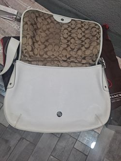 Coach White Leather Flap Shoulder Bag