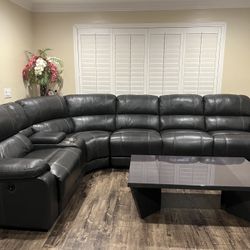 Fulaski Sofa Leather Power Reclining Sectional 