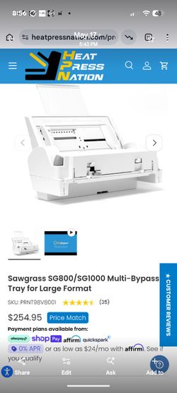 Sawgrass SG800/SG1000 Multi-bypass tray