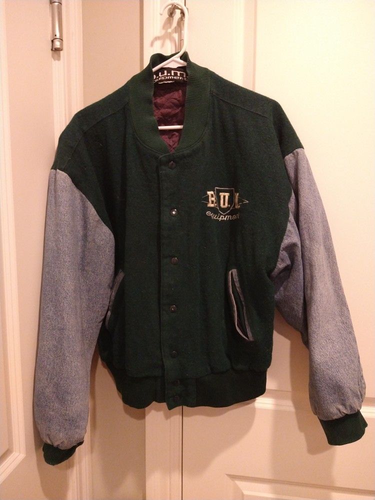 Bum Equipment Vintage Varsity Wool And Jean Material Coat