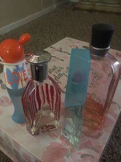 4 perfumes- 2 almost full. Tommy girl, lucky you, I love love, Adidas. All for $25