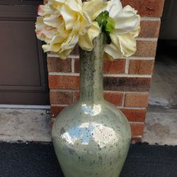 Tall 24 Inch Silver/green  Vase 