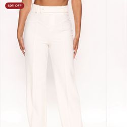 Fashion Nova Wide Leg Cream Pant