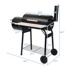 Zimtown BBQ Charcoal Grill Outdoor Barbecue Pit with Offset Smoker Patio Backyard Black