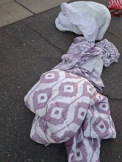 Purple and White Geometric Comforter Set
