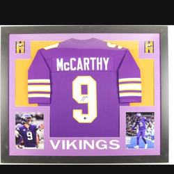 JJ McCarthy autographed jersey custom framed