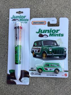 Matchbox Junior Mints Austin Mini Van With Matching Pen (Valencia) $10