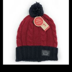 NEW Levis Mens Cable Knit Beanie Hat Red