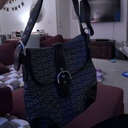 Vintage Unused Coach SoHo Signature Canvas Leather Shoulder Bag 